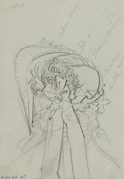 Détail d'une coiffe vue de dos by Анаис Колен-Тудуз, 1860 — digital art print download