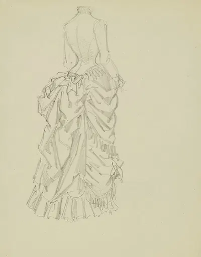 Esquisses d'une robe vue de dos et de profil de chez madame Bréant-Castel by Анаис Колен-Тудуз, 1879-1889 — digital art…