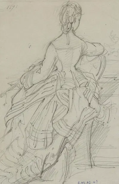 Femme assise de dos avec robe à tournure by Анаис Колен-Тудуз, 1871 — digital art print download