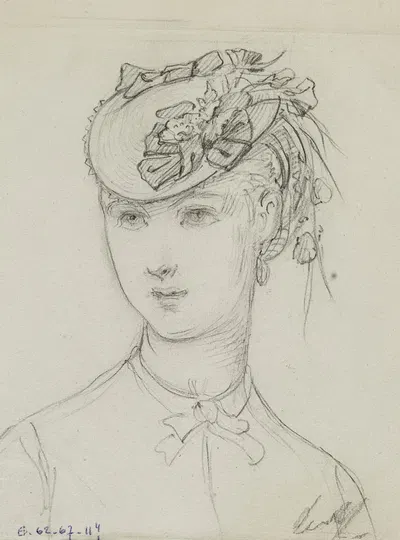 Portrait de jeune fille avec coiffe fleurie by Анаис Колен-Тудуз, 1869 — digital art print download