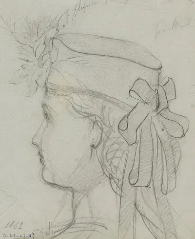 Tête de femme portant un chapeau by Анаис Колен-Тудуз, 1862 — digital art print download