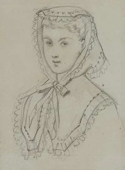 Tête féminine avec coiffe et fichu de dentelle by Анаис Колен-Тудуз, 1866-1867 — digital art print download