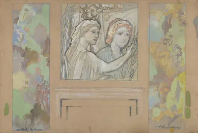 Design for an Overdoor Painting and Two Wall Panels by Артур Боун Дэвис — digital art print download