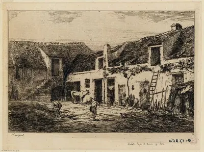 Двор фермы, улица Вогирар by Огюст Пекенё, 1854 — digital art print download