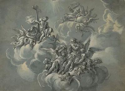The rapture of Mary Magdelene, Christ and God the Father by Карло Карлоне — digital art print download