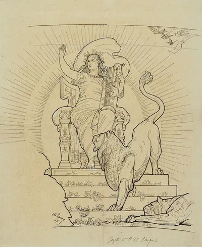 Etude pour le décor de la salle des fêtes de l'ancien palais du Trocadéro L'Harmonie by Charles Joseph Lameire, 1878 —…