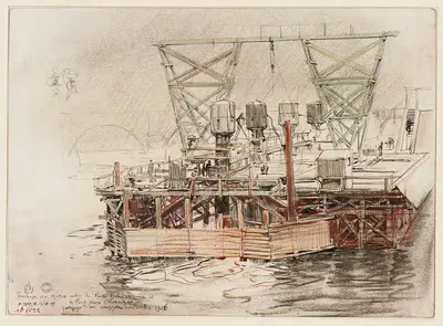 Работы метро между мостом О Шанж и мостом Нотр-Дам by Шарль Жуас, 1906 — digital art print download