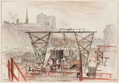 Работы метро между мостом О Шанж и мостом Нотр-Дам by Шарль Жуас, 1906 — digital art print download
