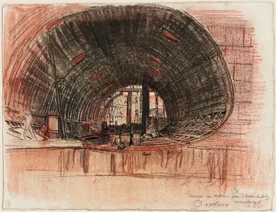 Работы по строительству метро, площадь Сен Андре де Ар by Шарль Жуас, 1906 — digital art print download