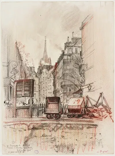 Работы метрополитена на площади Сен-Андре-де-Ар by Шарль Жуас — digital art print download