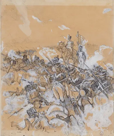 Colomba. Il y avait un officier monté sur un petit cheval de bois by Даниэль Урабьета Вьерге — digital art print download