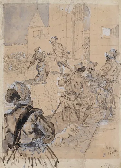 Le duc et le sculpteur. Pauvre fille, c'est en vain que tu l'attends by Даниэль Урабьета Вьерге, 1892 — digital art print…
