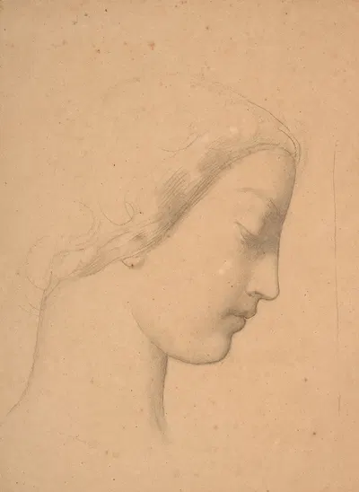 Etude de jeune fille de profil pour l'église Saint-Germain l'Auxerrois à Paris by Южен Эммануэль Амори Дюваль — digital art…