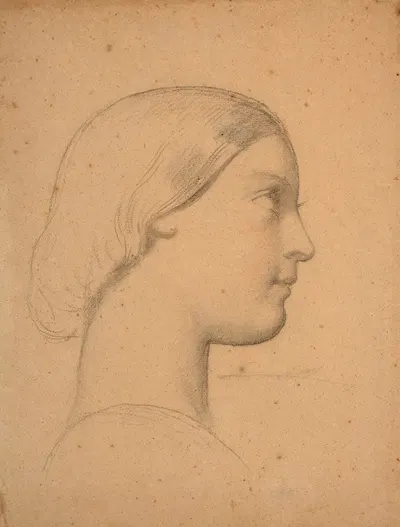 Etude de profil de jeune fille pour l'église Saint-Germain l'Auxerrois à Paris by Южен Эммануэль Амори Дюваль — digital art…
