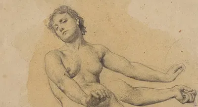 Etude d'un buste de femme nue le bras allongé et étude de bras by François Emile Ehrmann — digital art print download