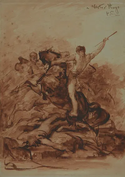 Sans titre (Etude pour la batailles de Cannes) by Франсуа-Николя Шиффлар, 1862-1863 — digital art print download