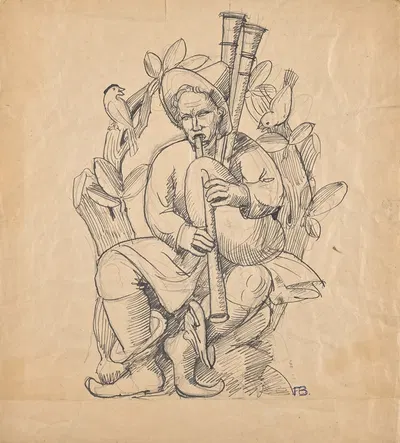 Dudelsackspieler by Franz Barwig the Elder — digital art print download