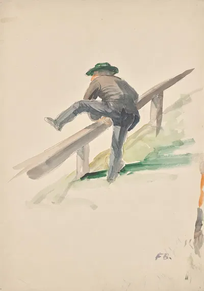 Mann, über ein Geländer kletternd by Franz Barwig the Elder, 1927-1930 — digital art print download
