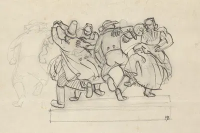 Studie zu einem Relief mit tanzenden Bauern by Franz Barwig the Elder, 1919 — digital art print download