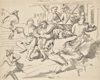 Tanzende Bauern by Franz Barwig the Elder, 1919 — digital art print download
