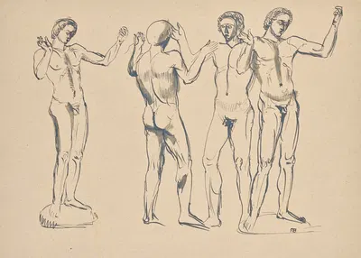 Vier Skizzen zum Redner by Franz Barwig the Elder, 1921 — digital art print download