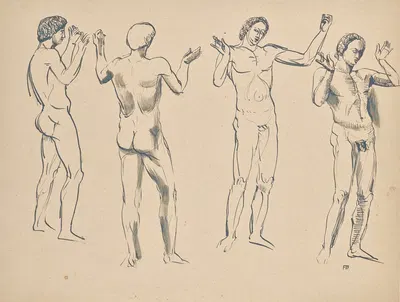 Vier Skizzen zum Redner by Franz Barwig the Elder, 1921 — digital art print download