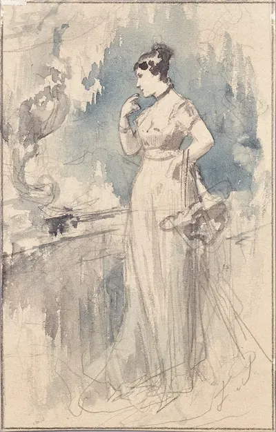 Dame in langem Kleid by Франц фон Персоглия, 1900 — digital art print download