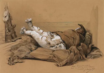 Le peintre Henri Regnault et monsieur X dans une maison de Nanterre, avant poste en 1871 by Жорж Жюль Виктор Клерен —…