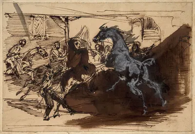 La course des chevaux libres à Rome by Гораций Верне — digital art print download