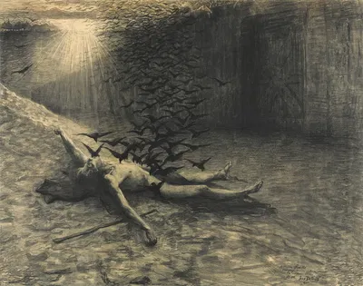 The birds of Lake Stymphale by Жан Дельвиль, 1888 — digital art print download