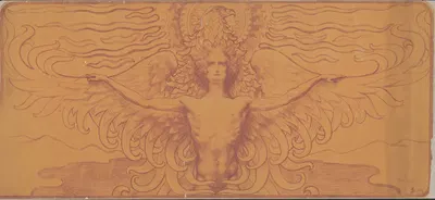 Young man with outstretched arms on the wings of an eagle by Жан Дельвиль, 1897 — digital art print download