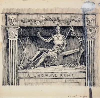 Enseigne A l'Homme Armé rue de l'Homme armé, actuelle rue des Archives by Жан-Жюль Дюфур, 1908 — digital art print download