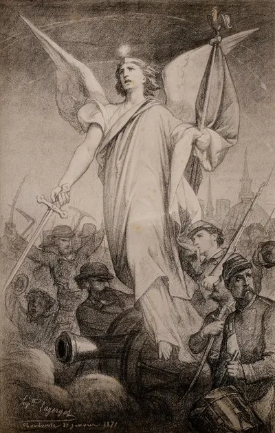 Personnage allégorique et combattants de la guerre de 1870-1871 by Жан-Раймон-Гипполит Лазержес, 1871 — digital art print…