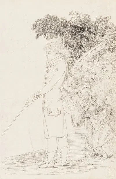 Studie zweier Edeldamen und eines Edelmannes by Johann Jakob Lutz, 1784 — digital art print download