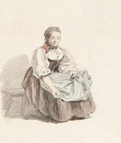 Studie einer Bäuerin in Tracht by Иоганн Людвиг Аберли — digital art print download