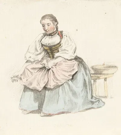 Studie einer Bäuerin in Tracht by Иоганн Людвиг Аберли — digital art print download