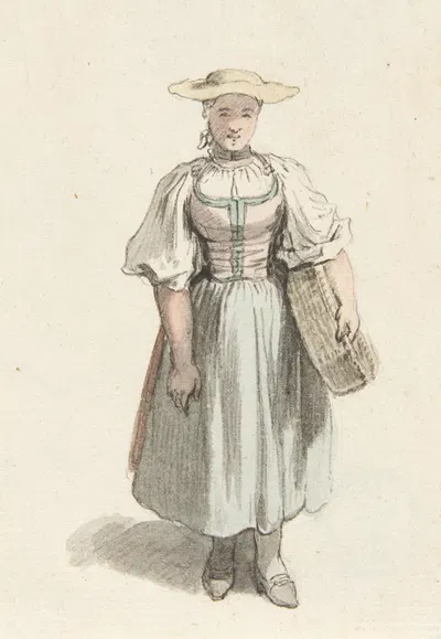 Studie einer Bäuerin in Tracht by Иоганн Людвиг Аберли — digital art print download