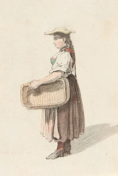 Studie einer Bäuerin in Tracht by Иоганн Людвиг Аберли — digital art print download