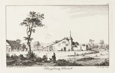 Umgebung Bern [Landschaft mit Bauernhaus] by Иоганн Людвиг Аберли — digital art print download