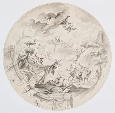 Návrh výzdoby stropu pavilónu v Schönbrunnu by Josef Ignaz Mildorfer, 1752 — digital art print download