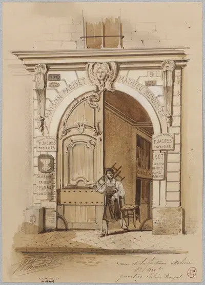 9 улица Молиэра (бывшая улица фонтана Молиэра), район Королевского дворца, 1-й округ by Жюль-Адольф Шовен — digital art…