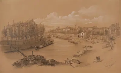 Порт Сен-Поль (включенный в порт Селестенов в 1905 году), мост Марии, набережная Селестенов справа и набережная by…