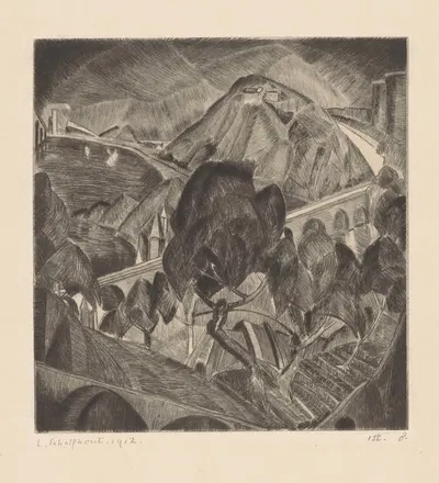 Berglandschap met aquaduct L'Aqueduc by Lodewijk Schelfhout, 1912 — digital art print download