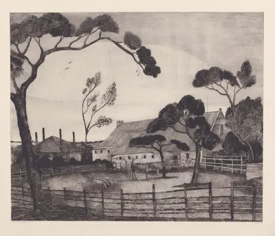 Hollands landschap met boerderij en weiland by Lodewijk Schelfhout, 1926 — digital art print download