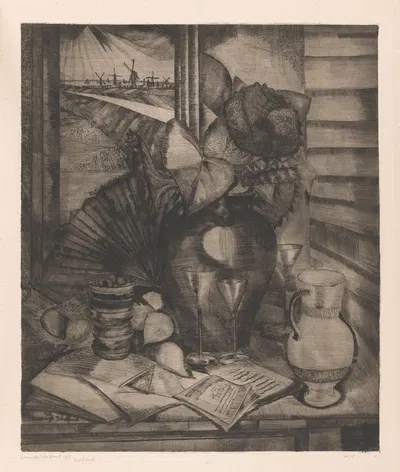 Stilleven bij een raam by Lodewijk Schelfhout, 1915 — digital art print download
