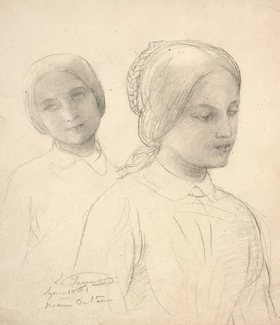 Studies of women for 'Le Poème de l'âme' by Луи Жанмо, 1851 — digital art print download