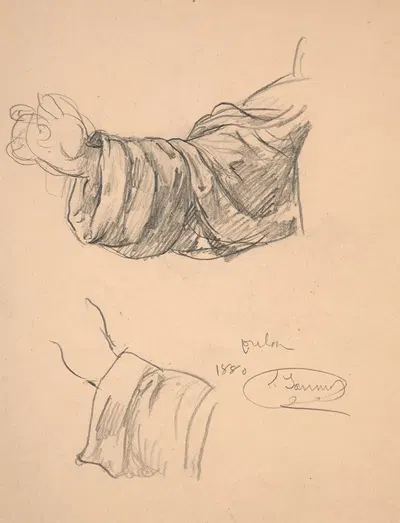 Study of Saint Dominic's sleeves' drapes for 'Le Rosaire' by Луи Жанмо, 1880 — digital art print download