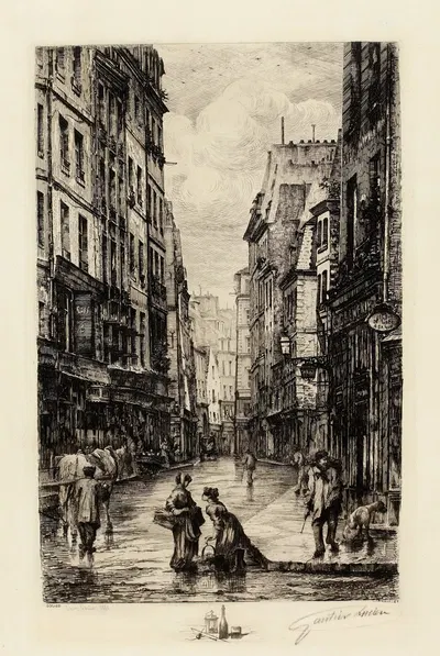 Rue Galande en 1881 by Lucien Marcelin Gautier, 1881 — digital art print download