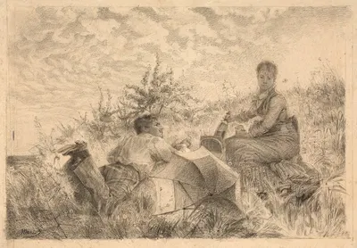 A countryside picnic in the sun by Мари Браккемонд — digital art print download