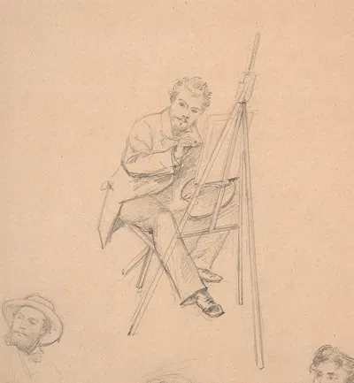 Artist painting at his easel by Мари Браккемонд — digital art print download